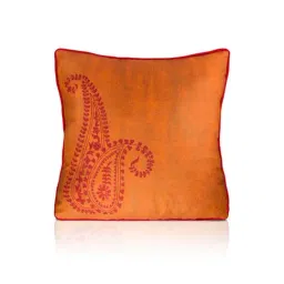 Home4U Bria Orange & Red Linen Cushion Cover - Set of 1-28