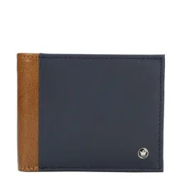 Louis Philippe Navy & Brown Leather Solid Bi-Fold Wallet for Men-35