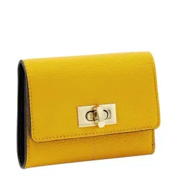 Accessorize London Sandra Yellow Textured Wallet for Women-76