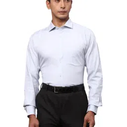 Park Avenue Off White Slim Fit Self Design Cotton Shirt-image-4