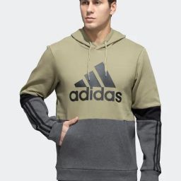 adidas Olive & Grey Full Sleeves Hooded Sweatshirt-image-21