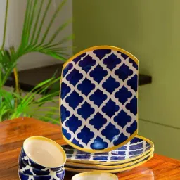 ExclusiveLane Hand-painted Ceramic Dinner Set With Dinner Plates & Katoris (8 Pieces, Serving for 4)-9