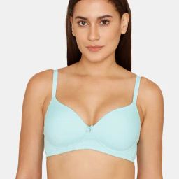 Zivame Sky Blue Wireless Padded T-Shirt Bra-image-24