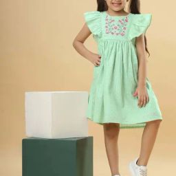 TeenTrums Girls Mint Cotton Shimmer Casual Dresses-image-15