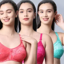 Gracit Peach & Pink Self Pattern Bra - Pack Of 3-image-39