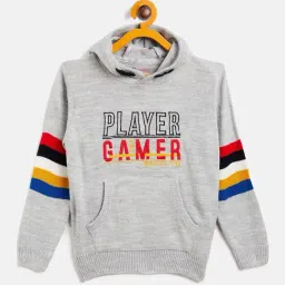 Duke Kids Grey Melange Embroidered Full Sleeves Sweater-image-41
