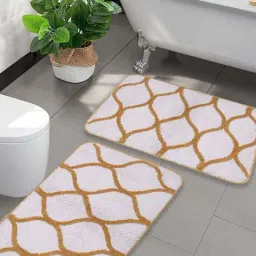 Saral Home Haven Brown & Grey Microfibre Antiskid & Washable Bath Mat - Set of 2-14