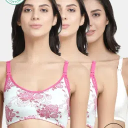 Inner Sense Pink & White Printed Full Coverage Maternity Bra - Pack of 3-image-98