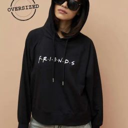 Ginger by Lifestyle Black Cotton Printed Hoodie-31