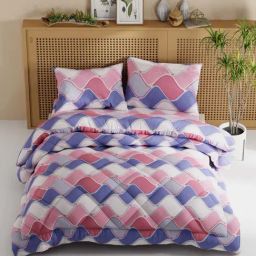 Bianca California Blue & Pink Fabric 150 TC Double Bedsheet with Comforter & 2 Pillow Covers-image-83