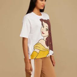 Kazo White Cotton Embellished T-Shirt-image-45