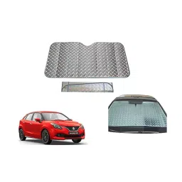 Auto Pearl Car Windshield 5 Layer Sun Shade Front Window Sun Shade Cover Blocks UV Rays Reflecting Foldable Aluminum Sun Shade ((133 x 70) c.m.) Compatible with Baleno RS 2017-41