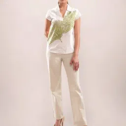 Zink London White Cotton Tropical Print Top-image-31