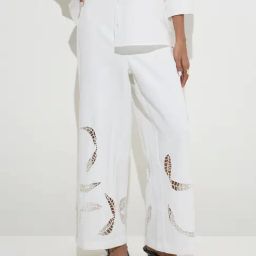 Wardrobe by Westside White Leaf Design High-Rise Trousers-picture-38