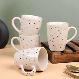 VarEesha White Ceramic Speckled Coffee Mug (0.25 L) - Set of 4 image 1