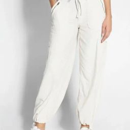 American Eagle White Plain Trousers-image-88