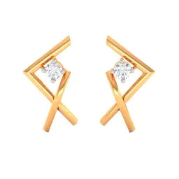 p.c. chandra jewellers BIS Hallmarked 18k Yellow Gold Diamond Asymmetrical Designed Stud Earrings for Women & Girls-picture-49