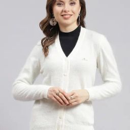 Monte Carlo Off White Wool Textured Cardigan-image-55