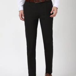 Peter England Brown Slim Fit Checks Trousers-image-99