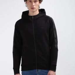 Calvin Klein Black Cotton Regular Fit Hooded Sweatshirt-picture-42