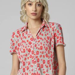 Only Pink & Grey Floral Print Shirt-image-96