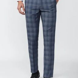 Van Heusen Blue Slim Fit Checks Trousers-image-86