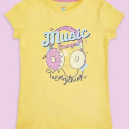 Pantaloons Junior Yellow Cotton Printed T-Shirt-image-75