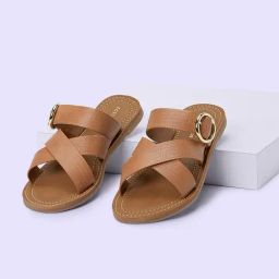 Forever Glam by Pantaloons Women's Brown Cross Strap Sandals-picture-5
