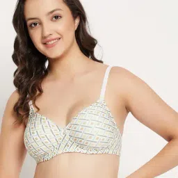 Clovia Yellow Printed T-Shirt Bra-image-67