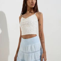 Nuon by Westside White Floral Lace Detailed Cotton Top-picture-33