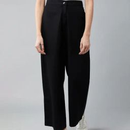 DOLCE CRUDO Black Relaxed Fit High Rise Jeans-image-62