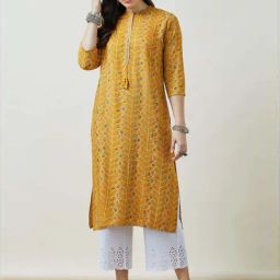 Soch Mustard Printed Straight Kurta-image-53