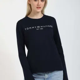 Tommy Hilfiger Blue Cotton Solid T-Shirt-picture-34