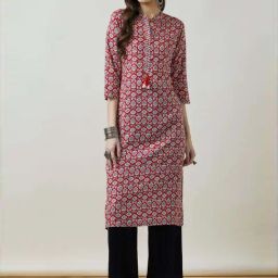 Soch Red Printed Straight Kurta-image-13