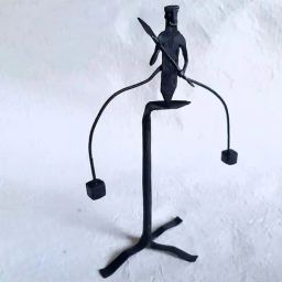 Peepul Tree Black Iron Tribal Handmade Balancing Man Figurine-11