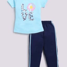Todd N Teen Kids Blue Cotton Printed T-Shirts & Pajamas Set-image-46
