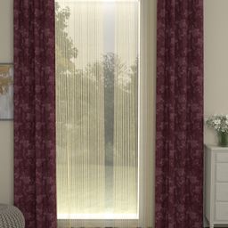 ROSARA HOME Maroon & Transparent Set of 4 Regular & Sheer Long Door Curtains-18