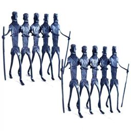 Peepul Tree Black Iron Handmade Dancing Tribals - Set of 2-25