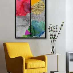 999Store Multicolor Canvas Golden Line Abstract Modern Wall Art Painting-2