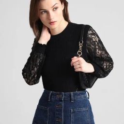 Only Black Self Design Pullover-52