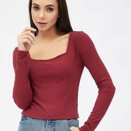 Harpa Maroon Fitted Top-image-8