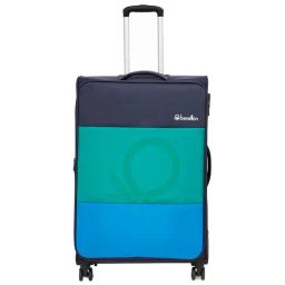 United Colors of Benetton Archimedes Navy & Green Color Block Soft Large Trolley Bag -78 Cms-image-10