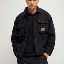The Bear House Black Regular Fit Denim Jacket-image-4