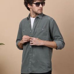Kuons Avenue Green Slim Fit Shirt-image-38