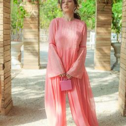 Monk and Mei Salma Chikankari Jumpsuit- Peachy Melon-picture-43