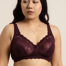Sztori Plus Size Burgundy Lace Non-Wired Non Padded Everyday Bra SZ-BRA-705E-11