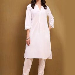 Biba White Straight Kurta-image-80