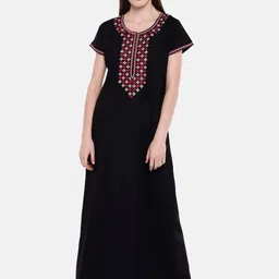 Sand Dune Black Embroidered Nightdress 6454 Black-image-71