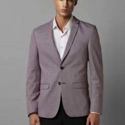 Louis Philippe Purple Cotton Slim Fit Texture Blazer-picture-42
