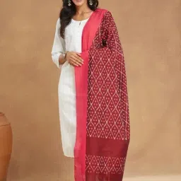 Fabindia Maroon Cotton Woven Dupatta-picture-23